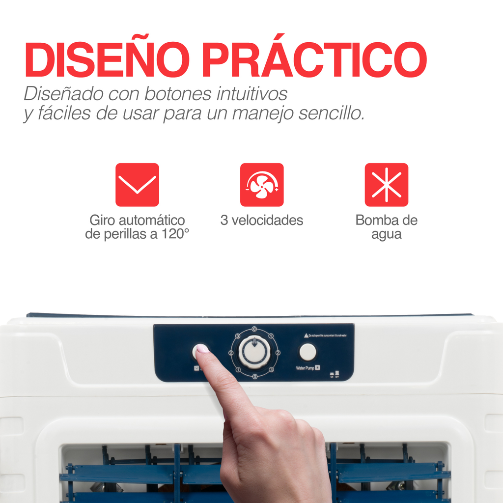 Enfriador De Aire Portátil Evaporativo De 3 Velocidades 52l