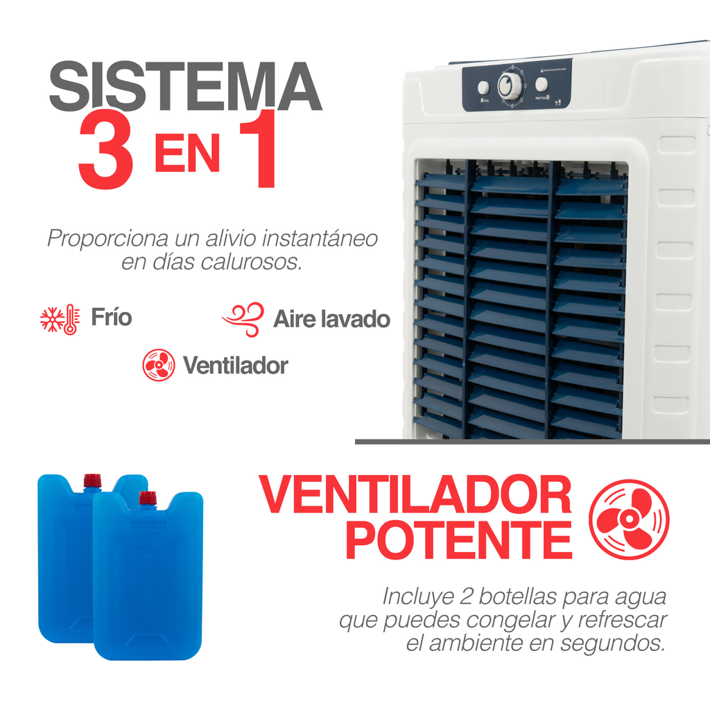 Enfriador De Aire Portátil Evaporativo De 3 Velocidades 52l