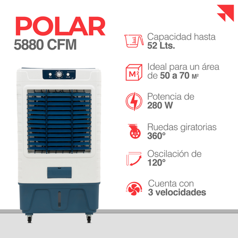 Enfriador De Aire Portátil Evaporativo De 3 Velocidades 52l