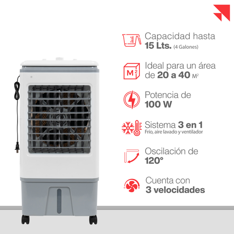 Enfriador De Aire Portátil Stuka Ventilador Cooler 3 Vel 15l