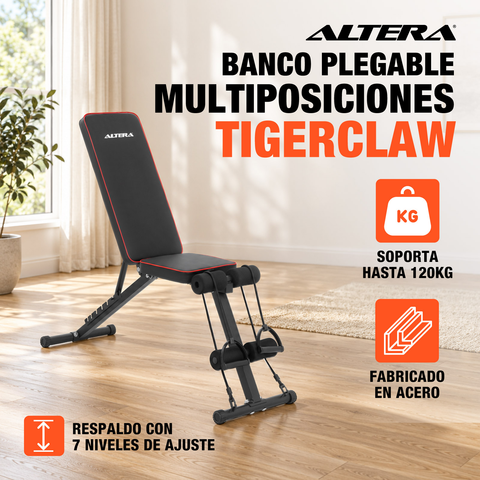 Banco De Pesas Altera Multiposiciones Ajustable Con Ligas