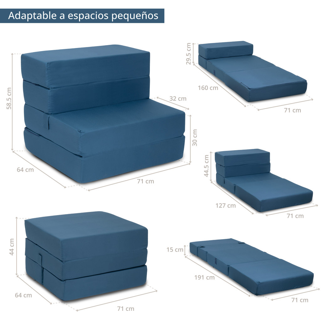 Sofá cama 2 en 1 desplegable y versátil con colchón de espuma viscoelástica  de tamaño individual, para sala de estar y espacios pequeños (café + sofá  2) : Hogar y Cocina 