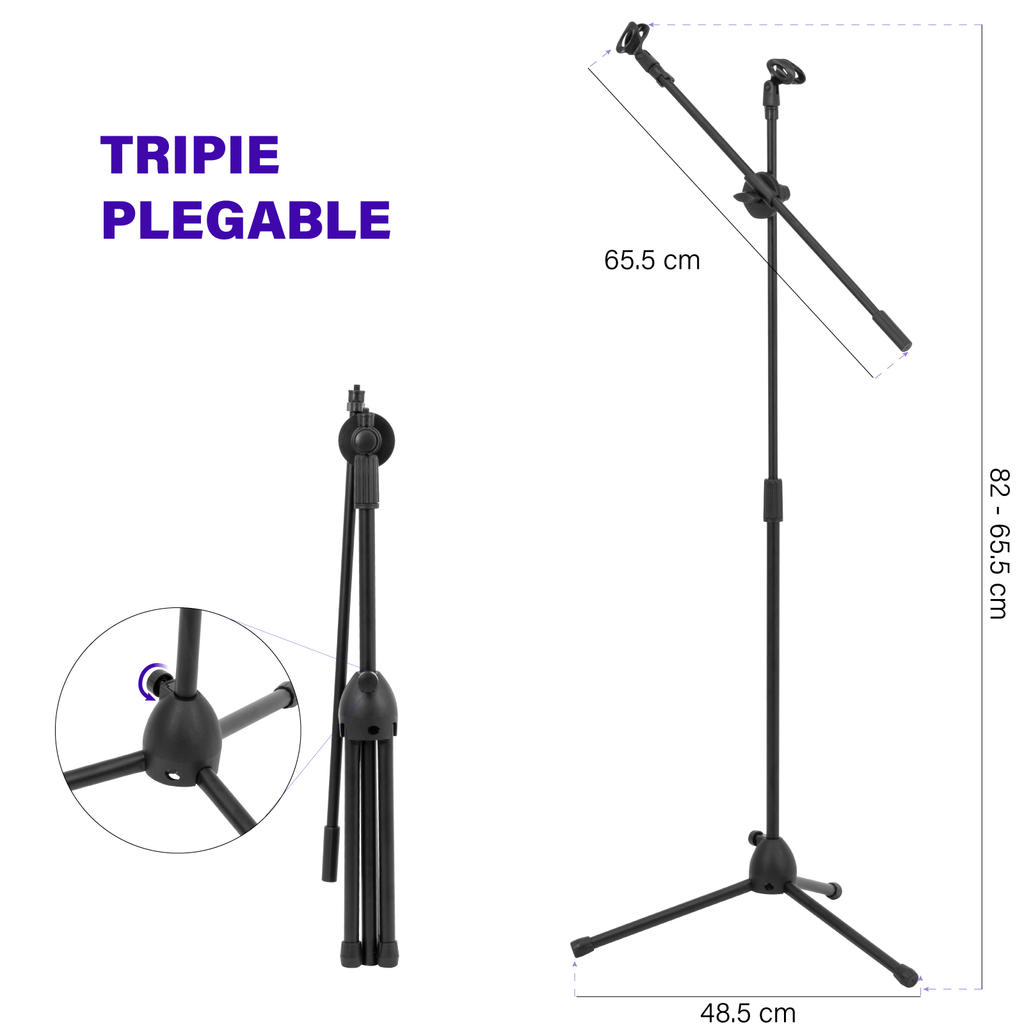 Pedestal Para Micrófono Doble Boom Atril Profesional Set 6pz