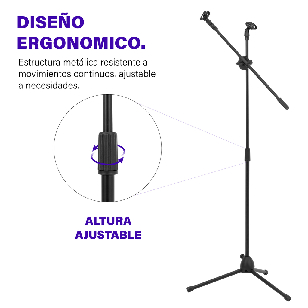 Pedestal para Micrófono Doble Boom Atril Profesional Set 2Pz