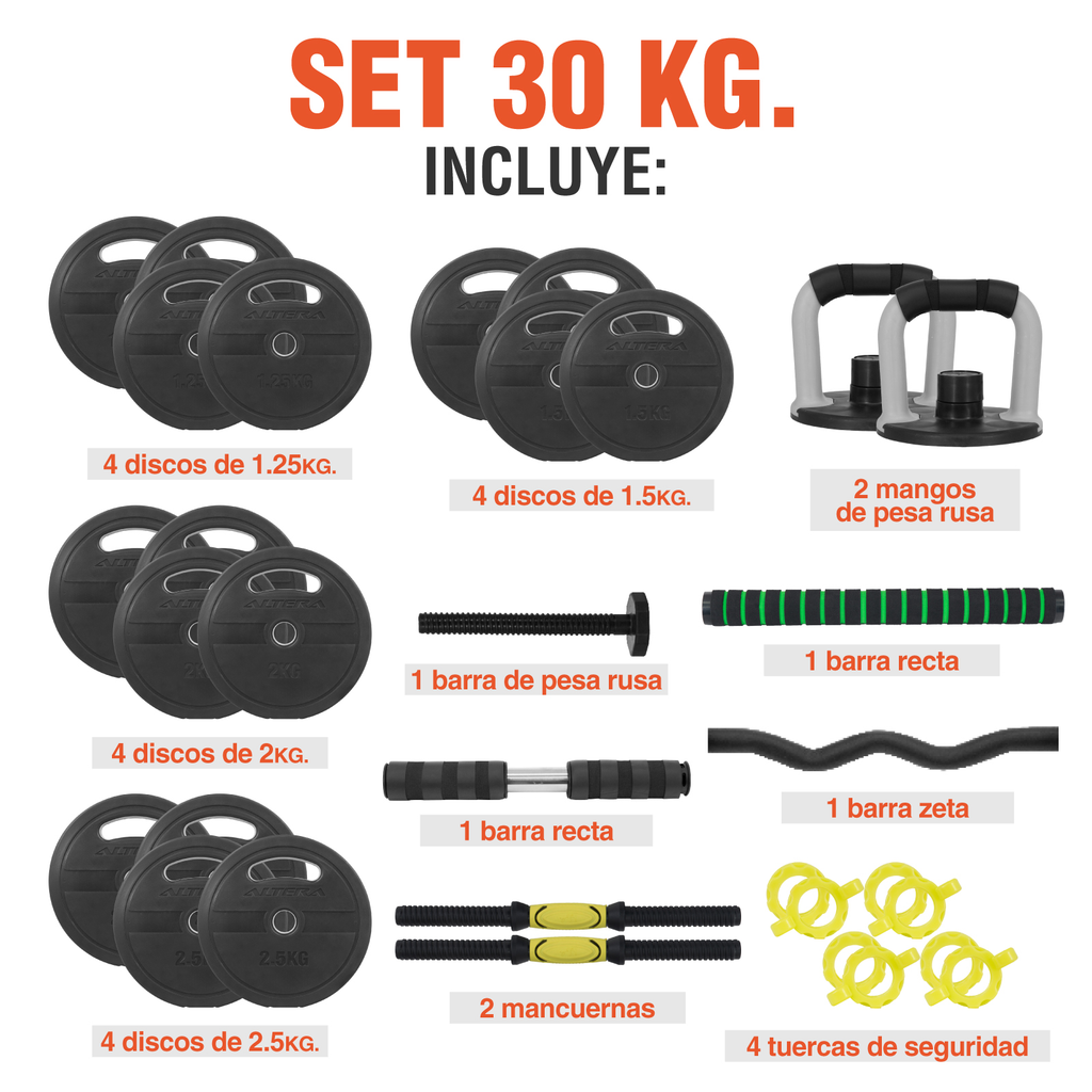 Mancuernas Ajustables 30 Kg Pesas Kit Altera Ejercicio Gym