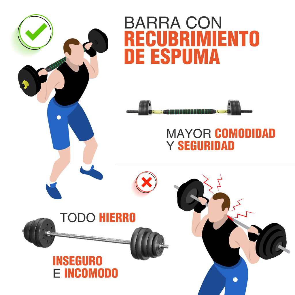 Set De Mancuernas 20 Kg Altera Ajustables Ejercicio Barra Z