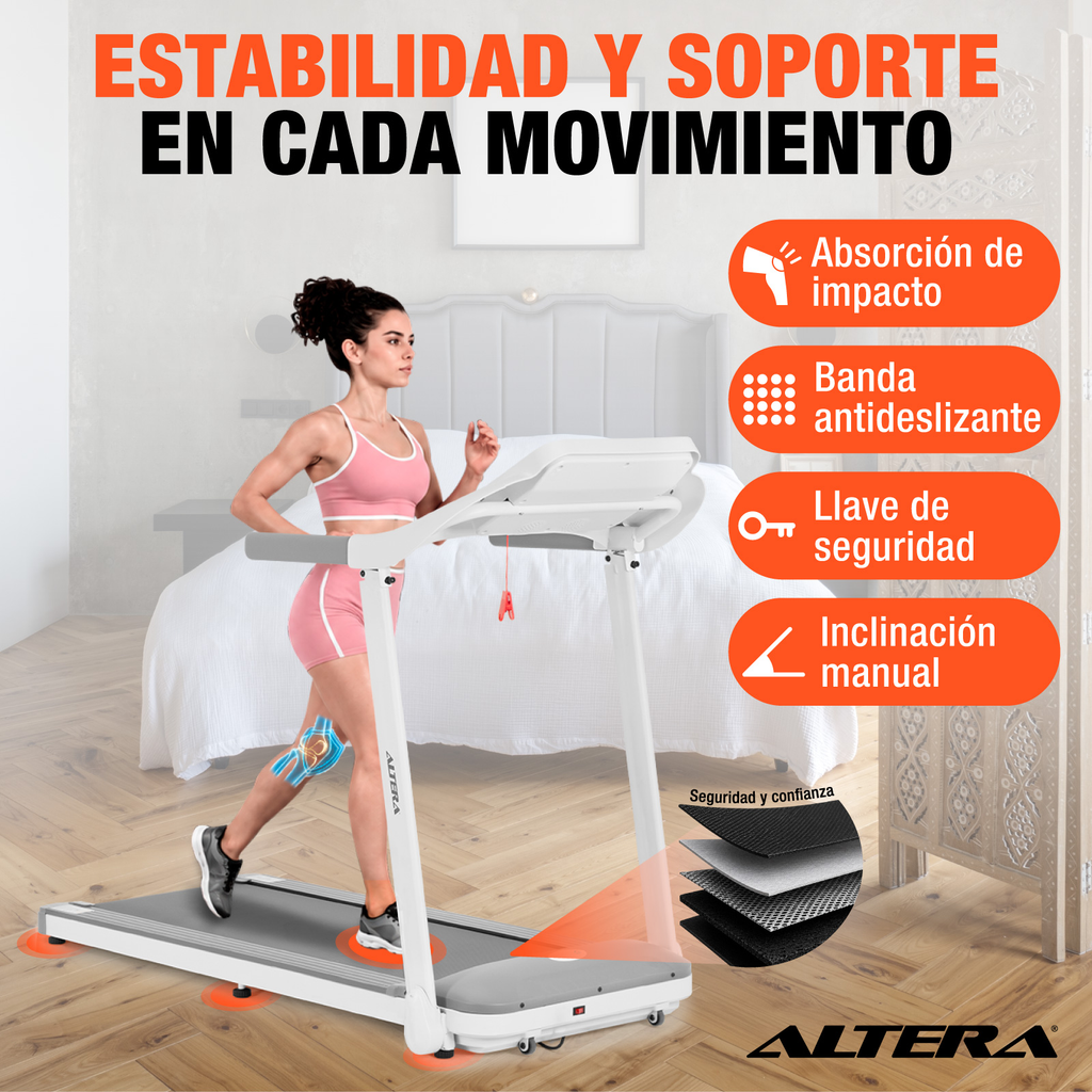Caminadora Eléctrica 3 Hp Bluetooth Fitness 14 Km/h Altera