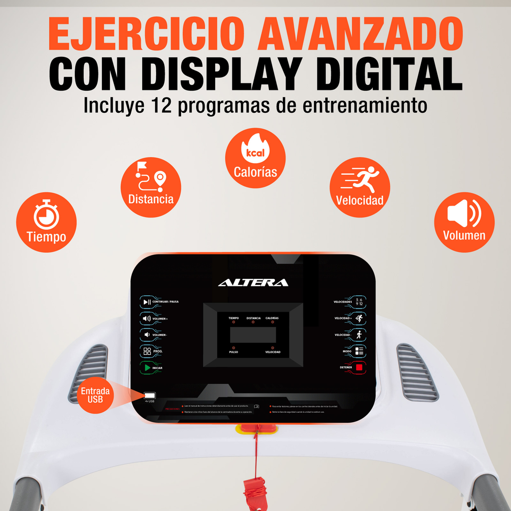 Caminadora Eléctrica 3 Hp Bluetooth Fitness 14 Km/h Altera