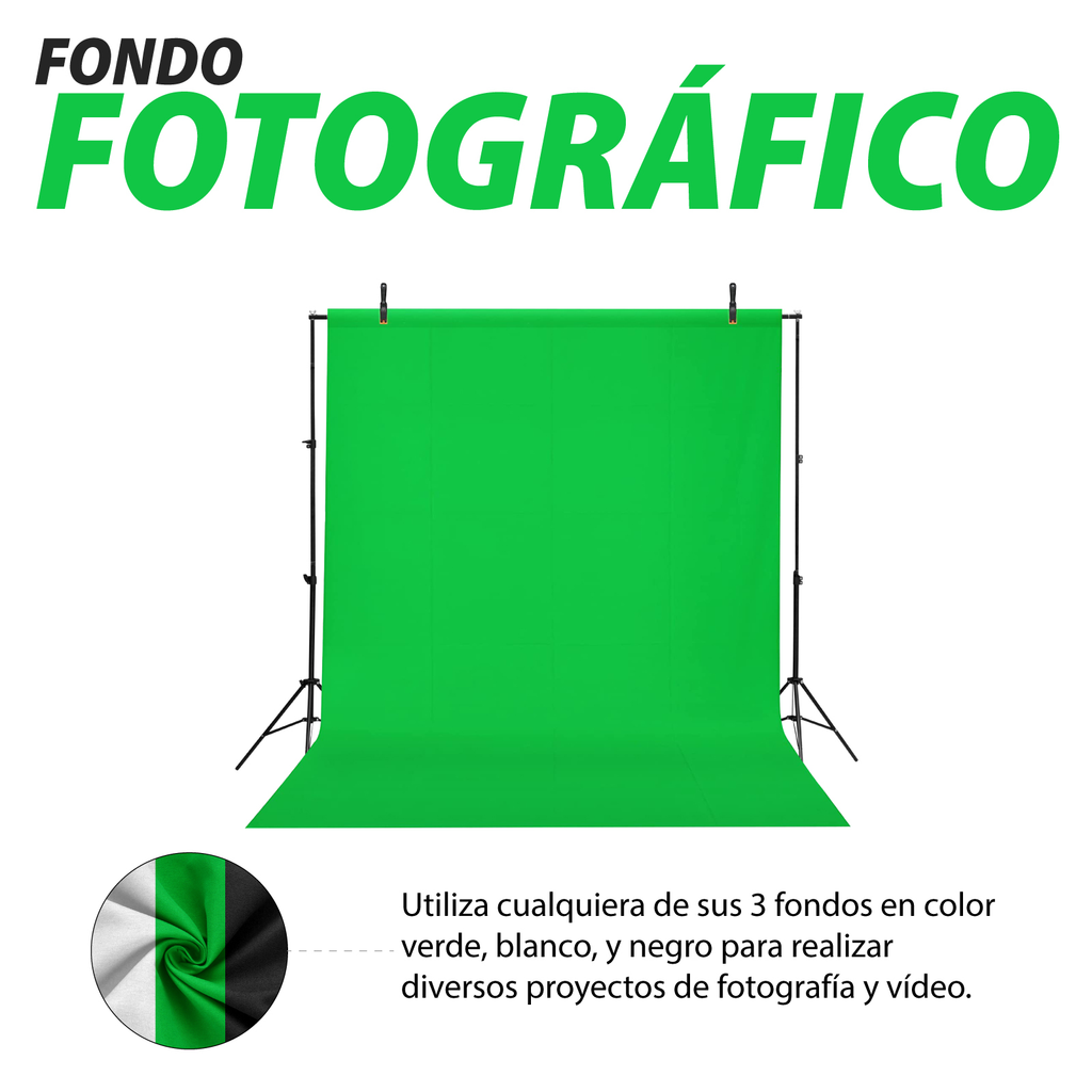 Set Fotografico Estudio Portatil Sombrilla Pantalla Verde