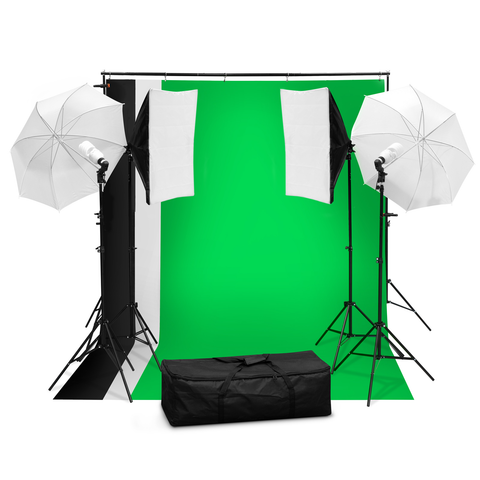 Set Fotografico Estudio Portatil Sombrilla Pantalla Verde