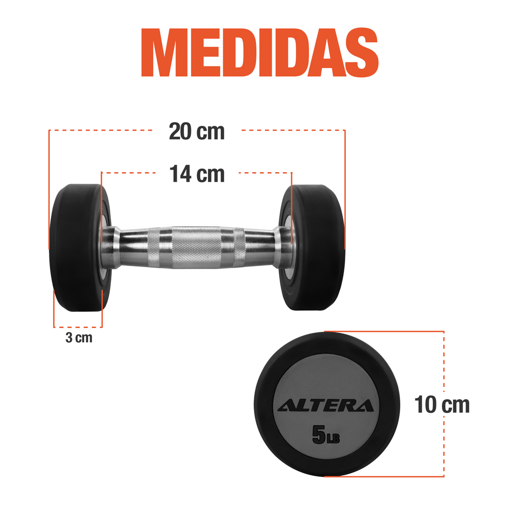 Mancuernas 5 Lbs Altera Pesas Redondas Gimnasio Profesional