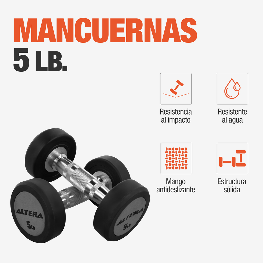 Mancuernas 5 Lbs Altera Pesas Redondas Gimnasio Profesional