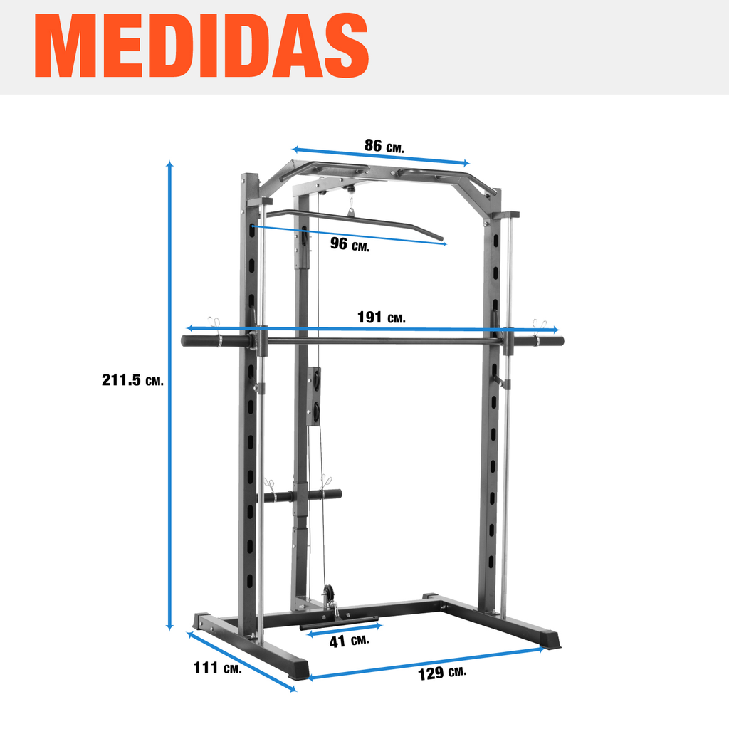 Maquina Smith Altera Jaula De Poder Gimnasio 3 Estaciones