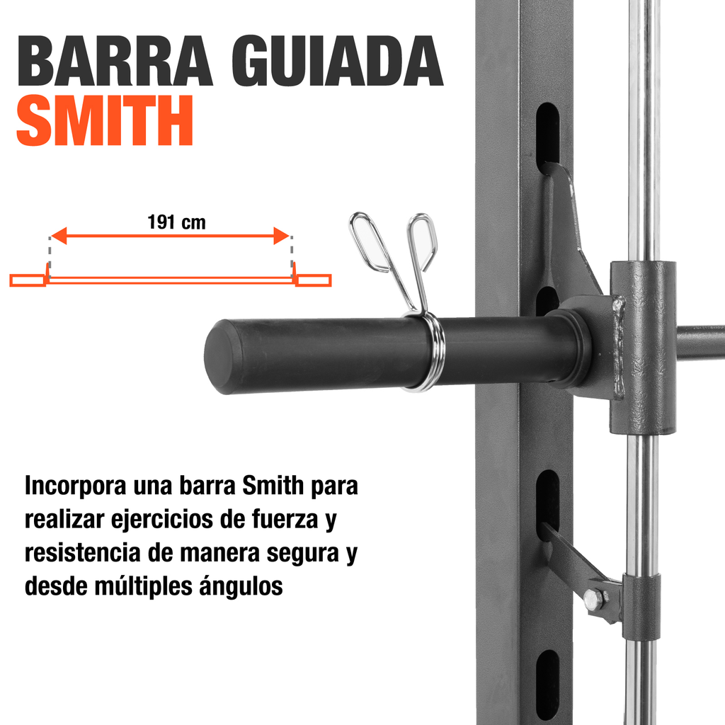 Maquina Smith Altera Jaula De Poder Gimnasio 3 Estaciones
