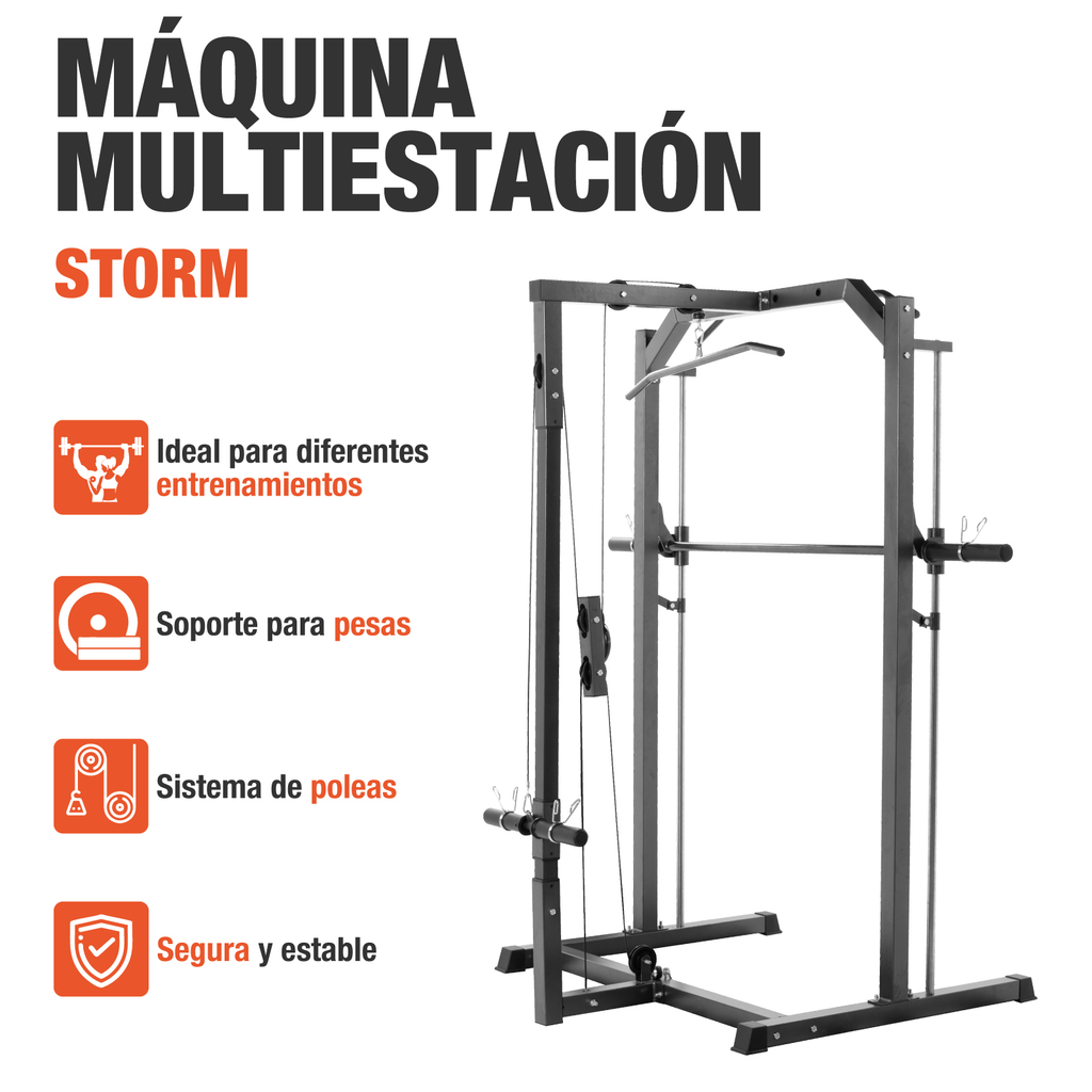 Maquina Smith Altera Jaula De Poder Gimnasio 3 Estaciones