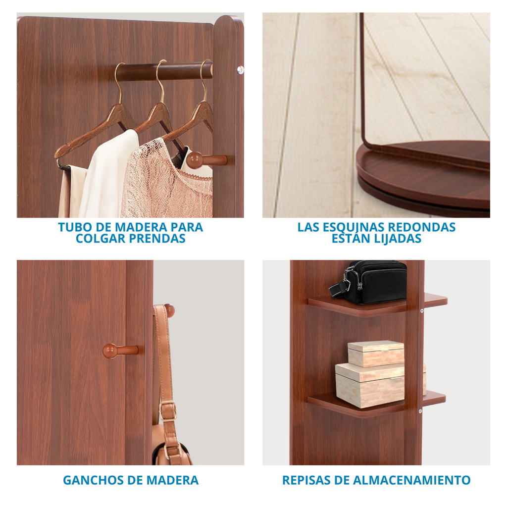 Espejo Cuerpo Completo Giratorio De Piso Decorativo Onof