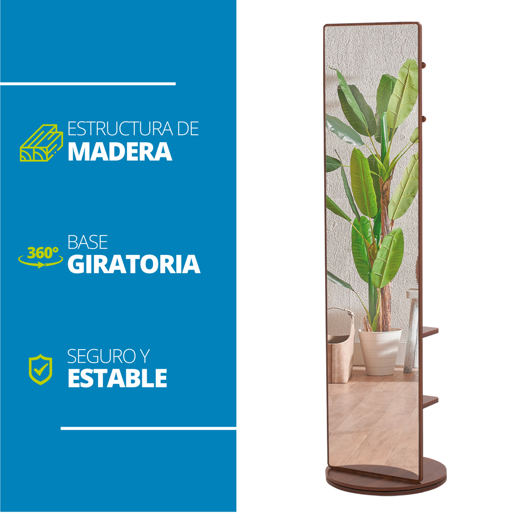 Espejo Cuerpo Completo Giratorio De Piso Decorativo Onof