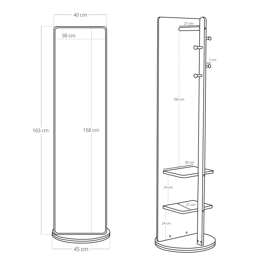 Espejo Cuerpo Completo Giratorio De Piso Decorativo Onof