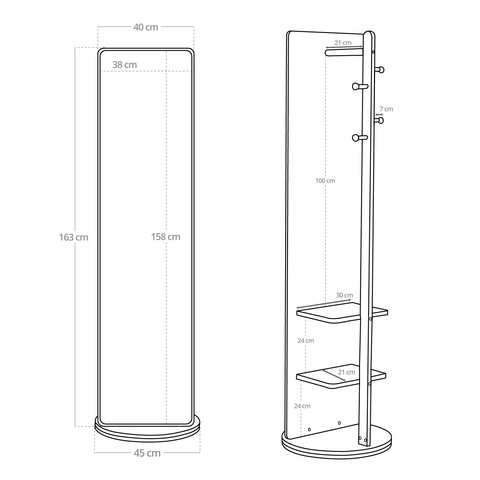 Espejo Cuerpo Completo Giratorio De Piso Decorativo Onof