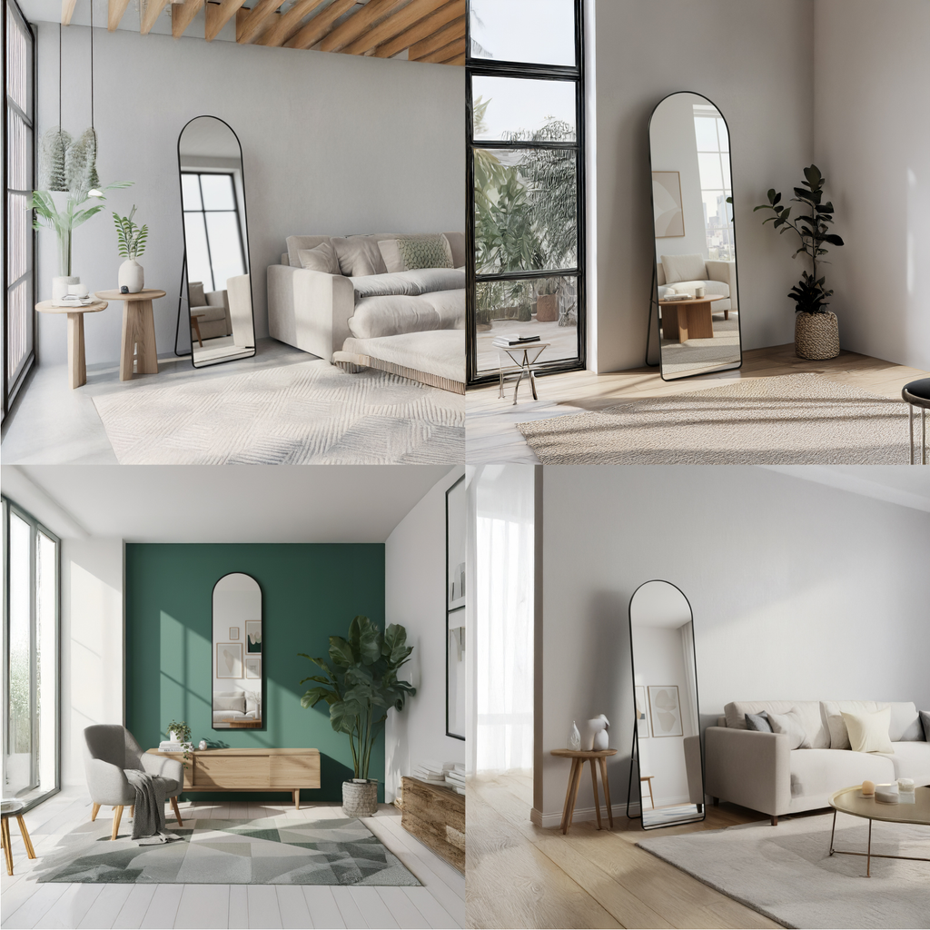 Espejo De Piso Cuerpo Completo Grande Moderno Arqueado Onof