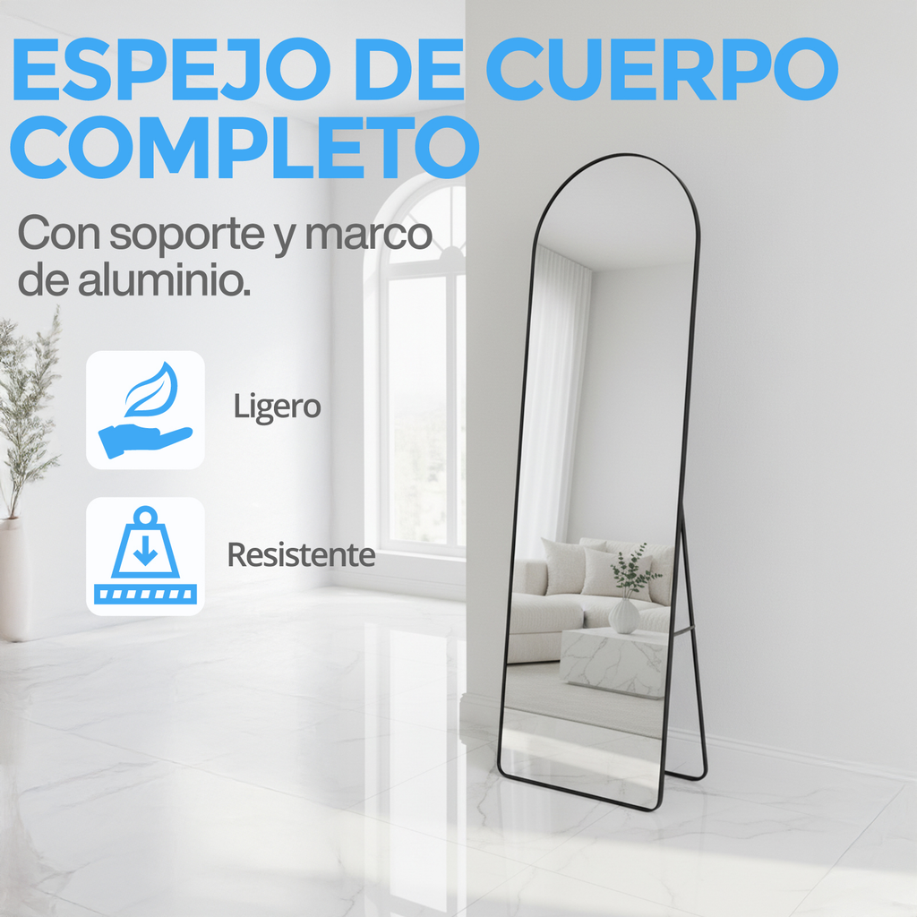 Espejo De Piso Cuerpo Completo Grande Moderno Arqueado Onof