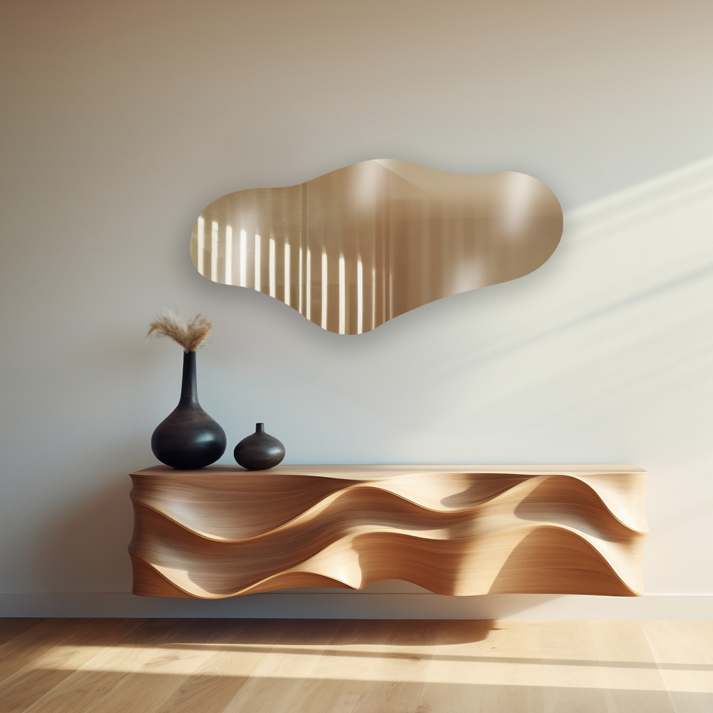 Espejo De Pared Grande Asimetrico Sin Marco Onof Decorativo