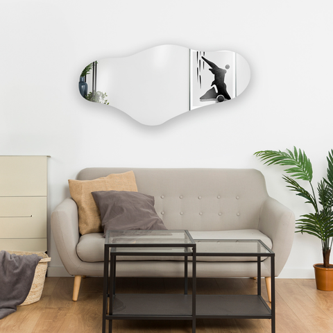 Espejo De Pared Grande Asimetrico Sin Marco Onof Decorativo