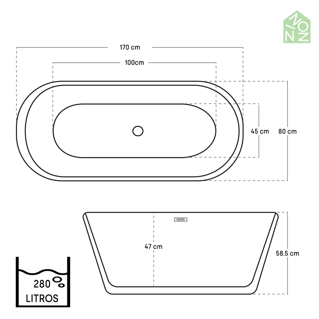 Tina De Baño Individual Moderna Ninon Home De Lujo Ovalada