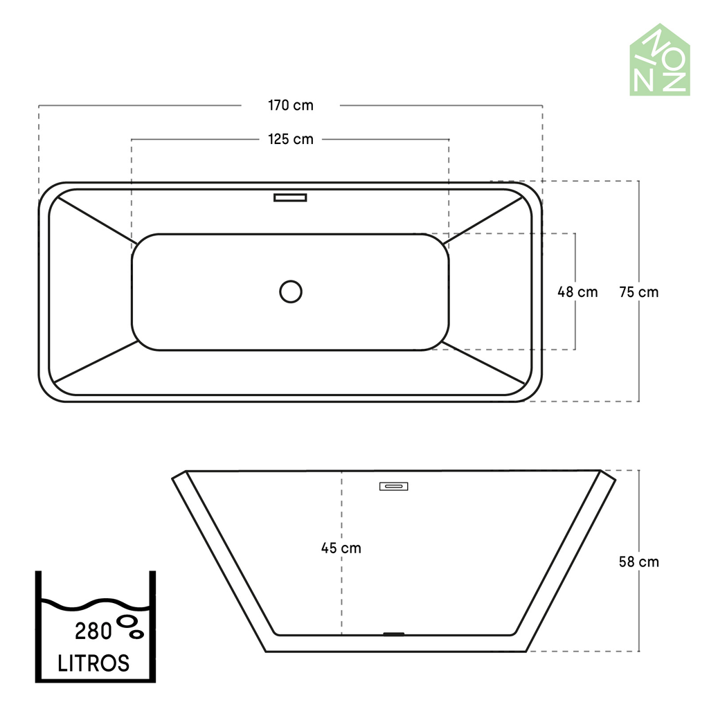 Tina De Baño Minimalista De Lujo Rectangular Ninon Home