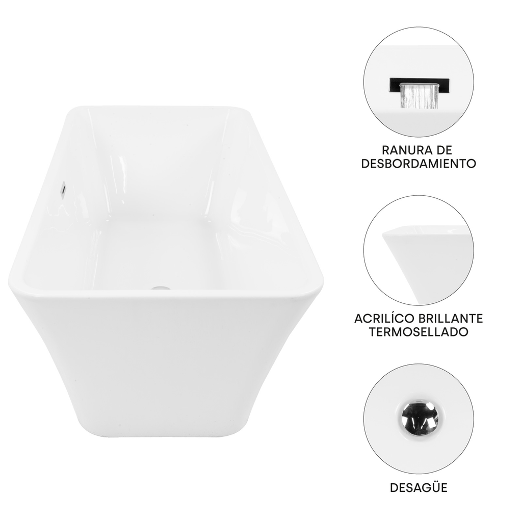Tina De Baño Minimalista De Lujo Rectangular Ninon Home