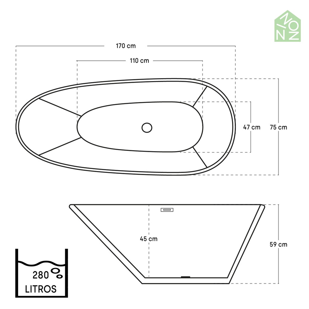 Tina De Baño De Lujo Ovalada Moderna Minimalista Ninon Home