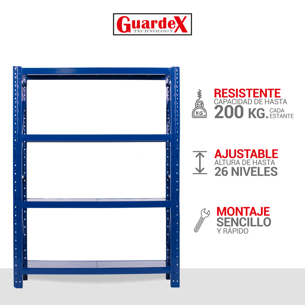 Etics Guardex Rack Estante Guardex De Acero 4 Niveles Anaquel Ajustable