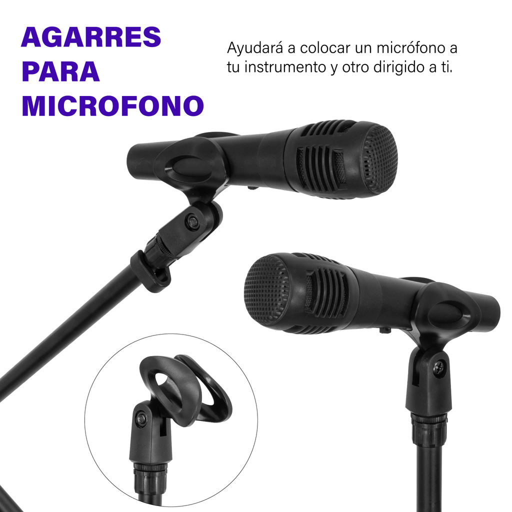 Pedestal para Microfono Base Doble Boom Atril Profesional