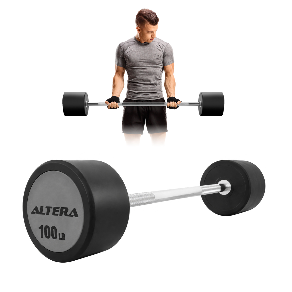 Barra Recta Peso Fijo Integrado 100lb Crossfit Gym Altera