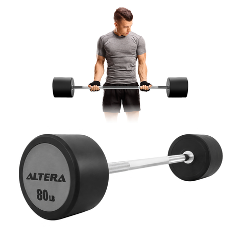 Barra Recta Peso Integrado Fijo 80lb Gym Crossfit Altera