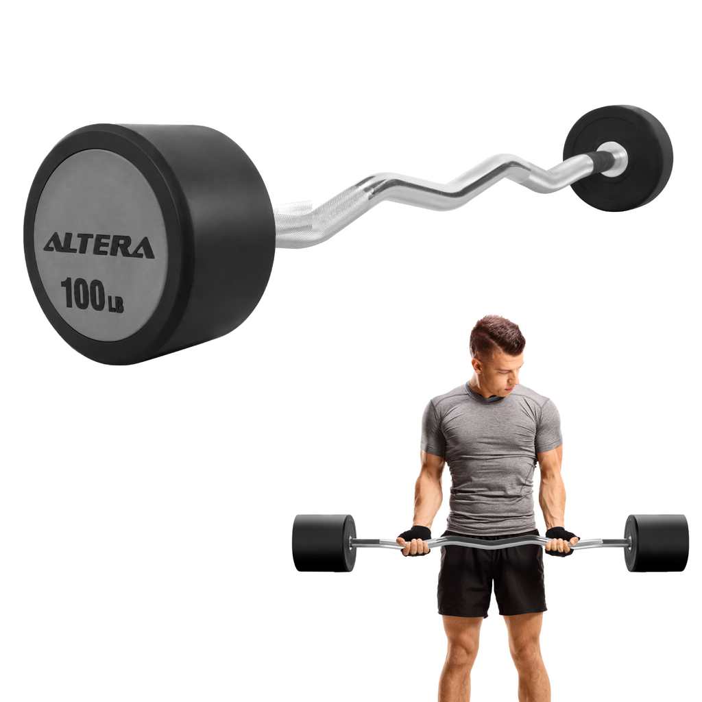 Barra Z Peso Integrado Fijo 100lb Gimnasio Crossfit Altera