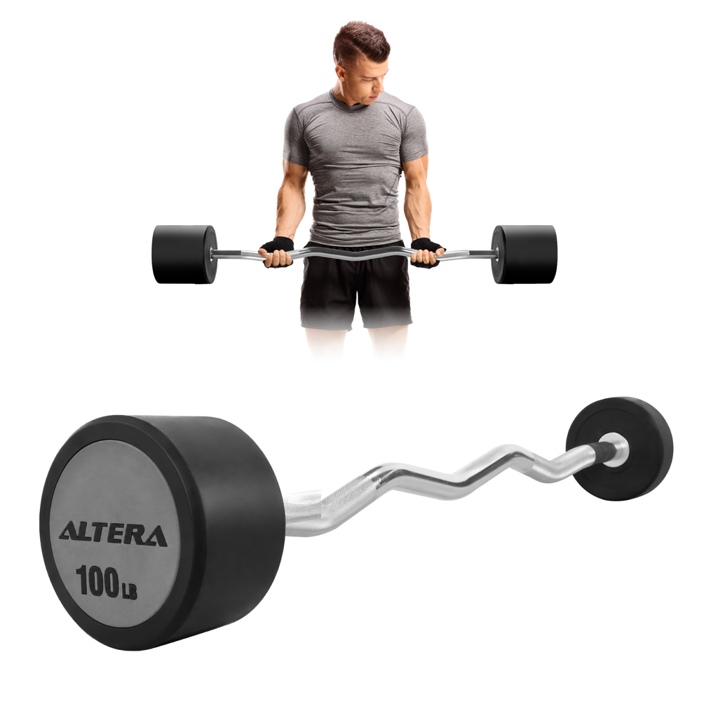 Barra Z Peso Integrado Fijo 100lb Gimnasio Crossfit Altera