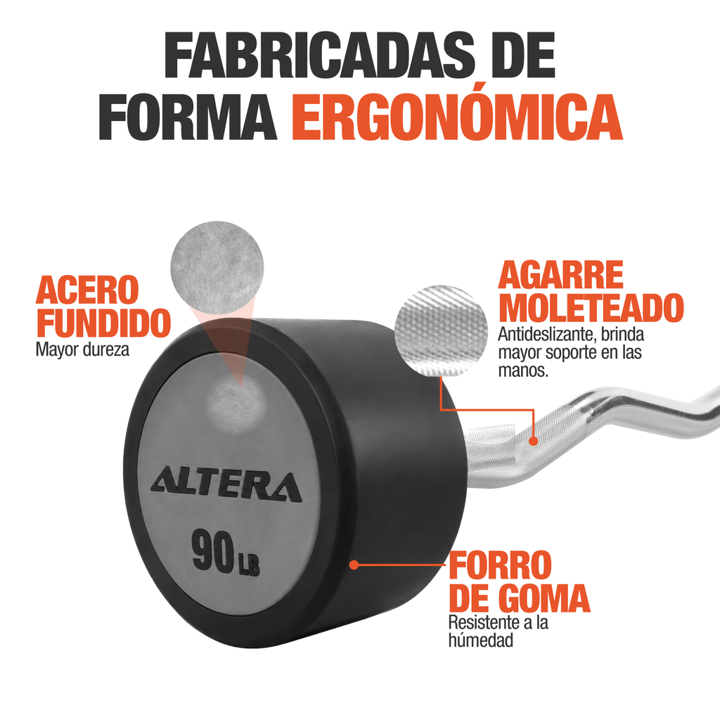 Barra Z Peso Fijo 90lb Integrado Gimnasio Entrenamiento