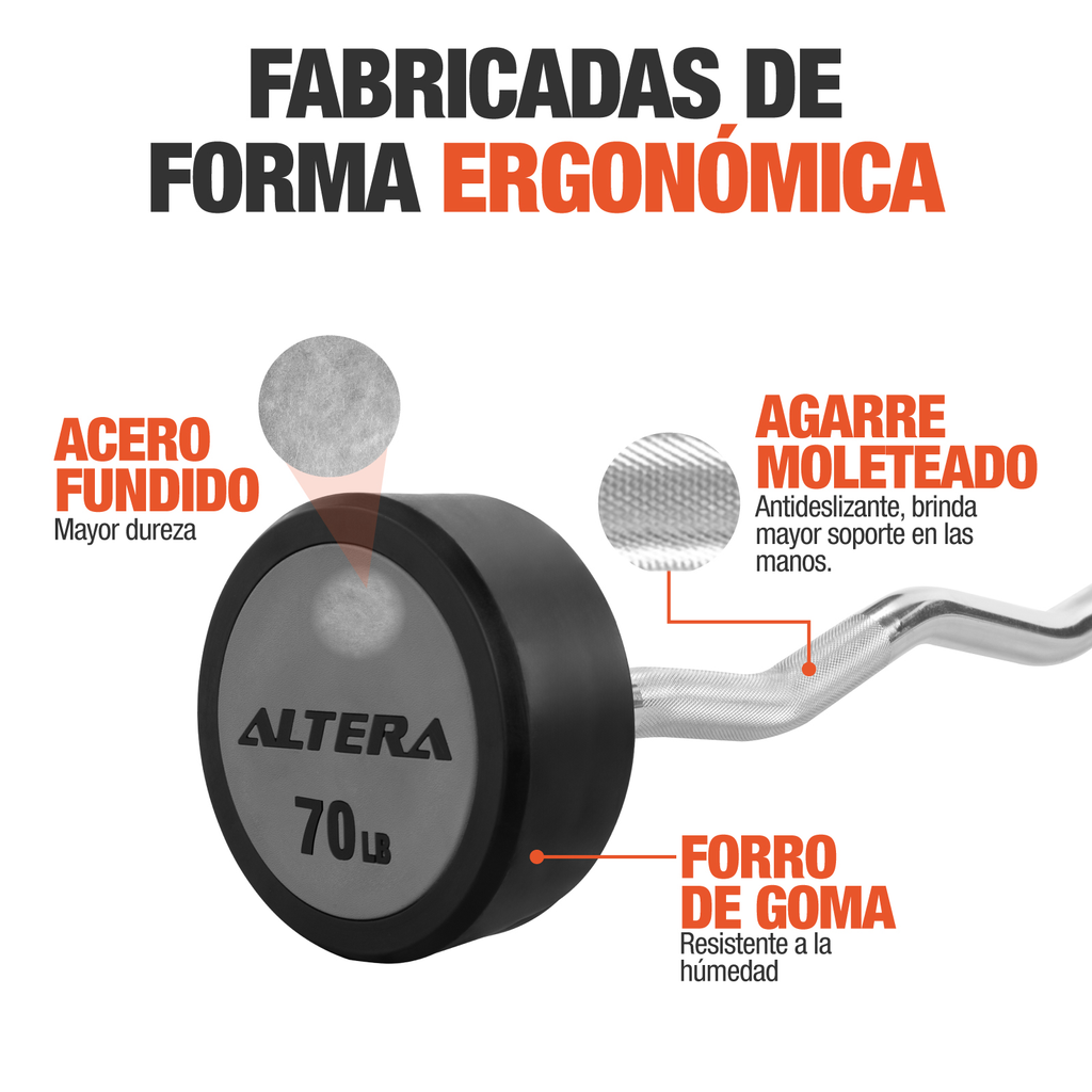 Barra Z Peso Integrado 70lb Fijo Entrenamiento Crossfit