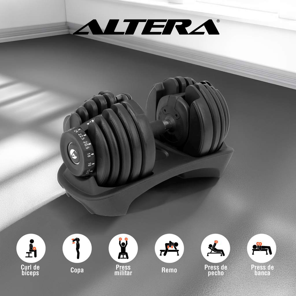 Pesa Mancuerna Ajustable Gym Diferentes Pesos 2.5 - 24 Kgs