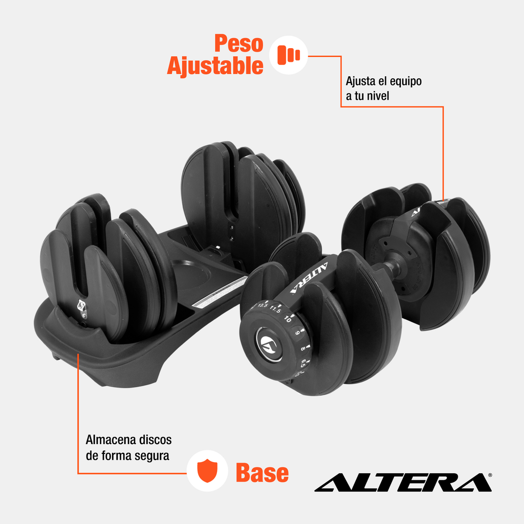 Pesa Mancuerna Ajustable Gym Diferentes Pesos 2.5 - 24 Kgs
