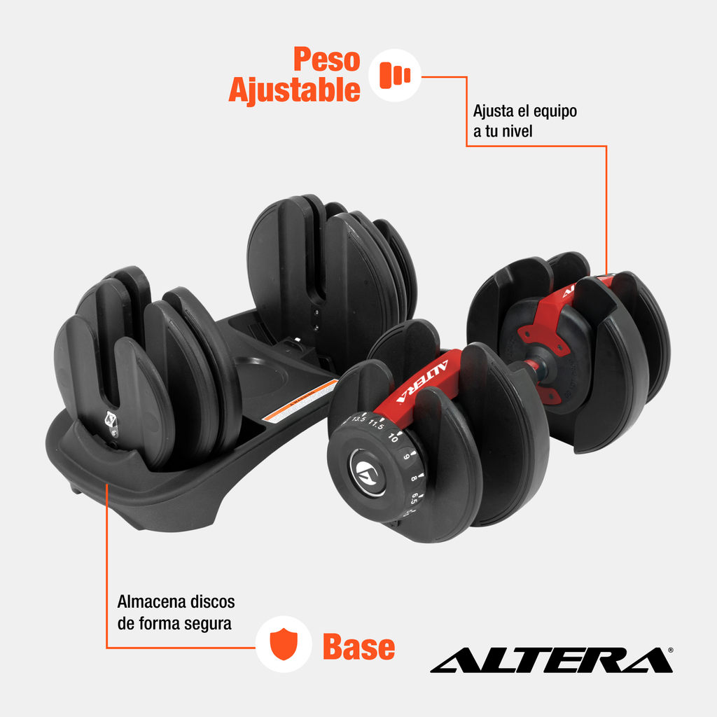 Pesa Mancuerna Ajustable Gym Diferentes Pesos 2.5 - 24 Kgs