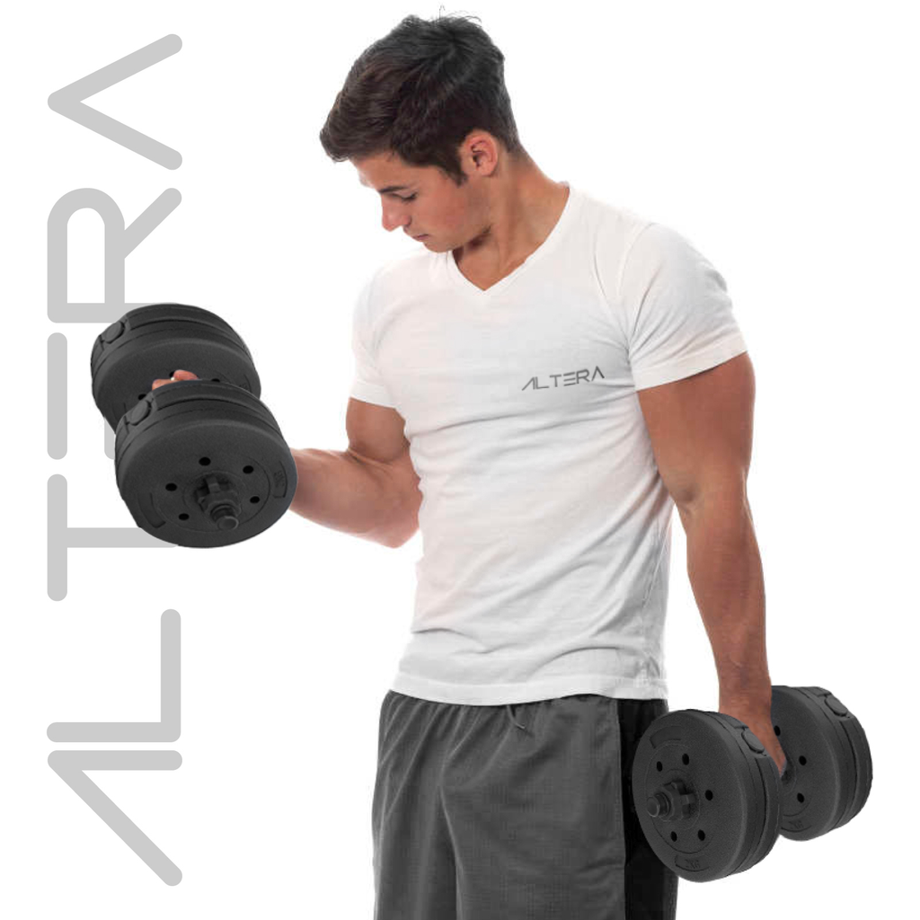 Set Mancuernas Altera Barra Ajustable 20kg Total Pesas Disco