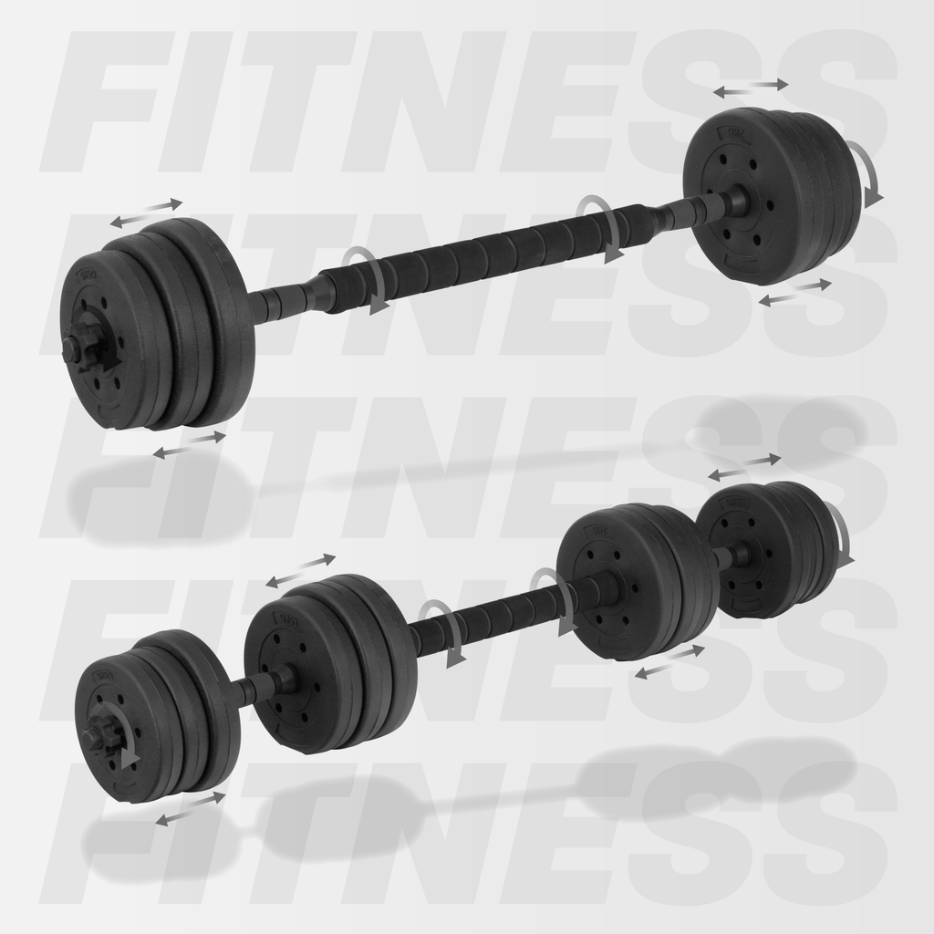 Set Mancuernas Altera Barra Ajustable 20kg Total Pesas Disco