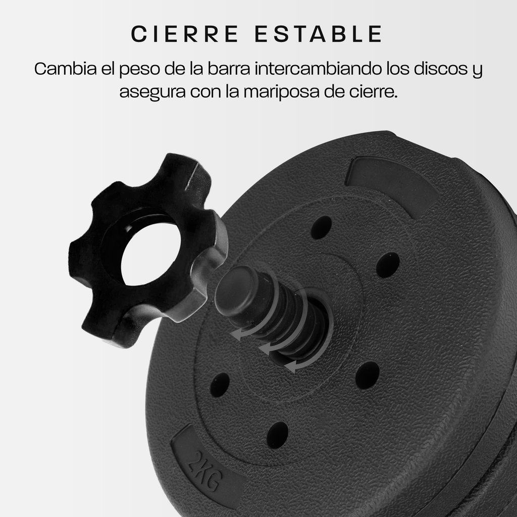 Set Mancuernas Altera Barra Ajustable 20kg Total Pesas Disco