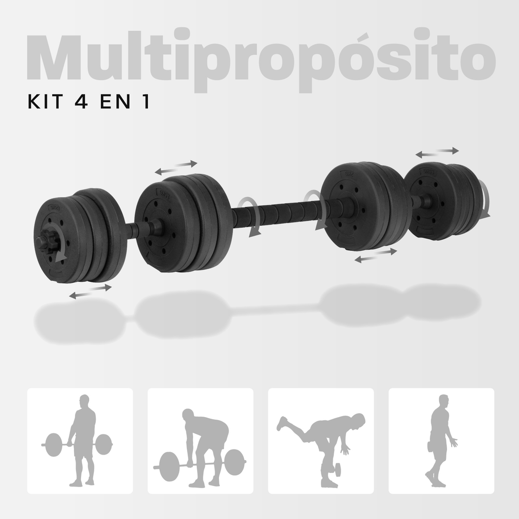 Set Mancuernas Altera Barra Ajustable 20kg Total Pesas Disco