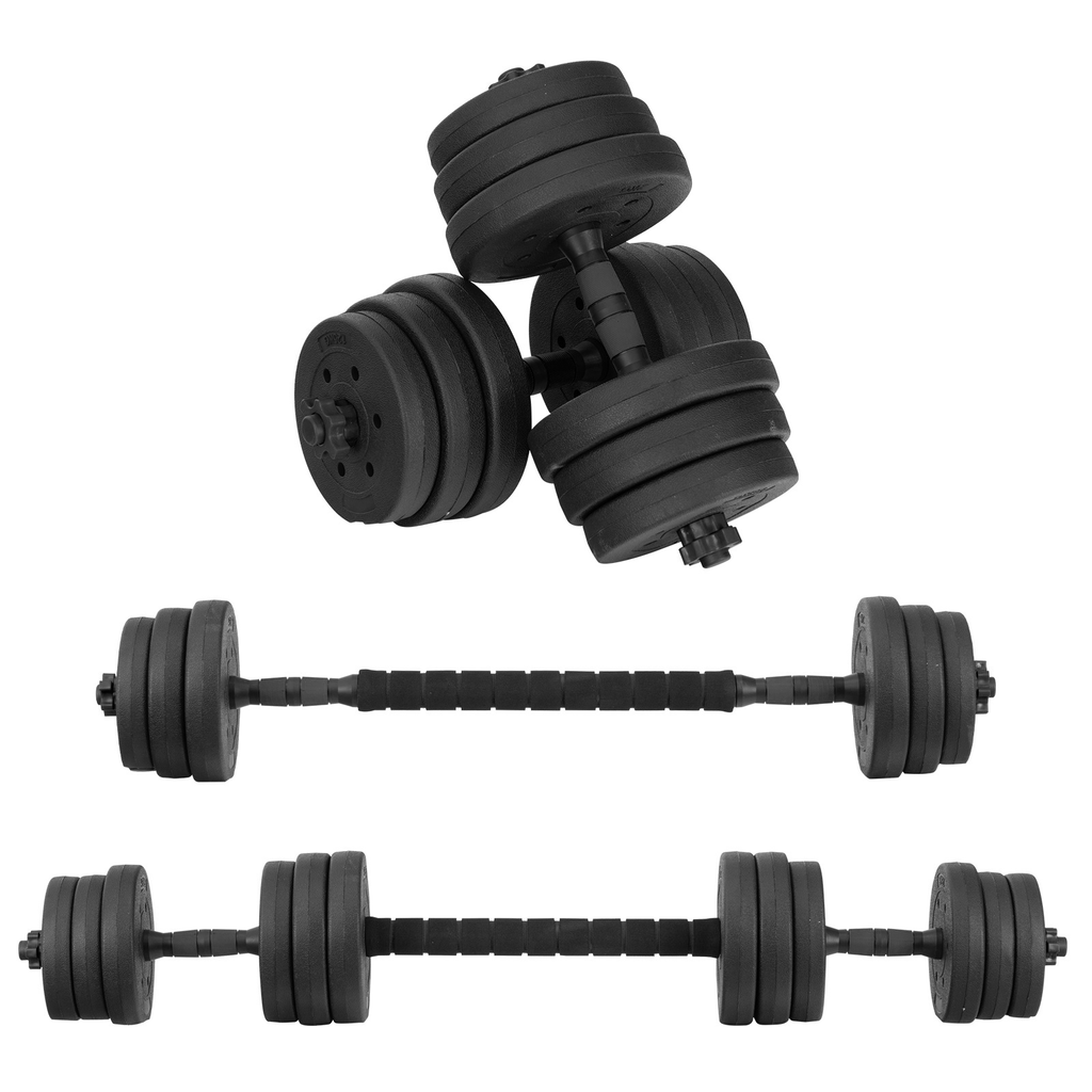 Set Mancuernas Altera Barra Ajustable 20kg Total Pesas Disco