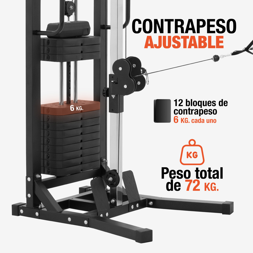 Maquina Multifuncional Gym Con Polea Peso Ajustable Altera