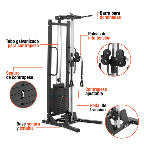 Maquina Multifuncional Gym Con Polea Peso Ajustable Altera