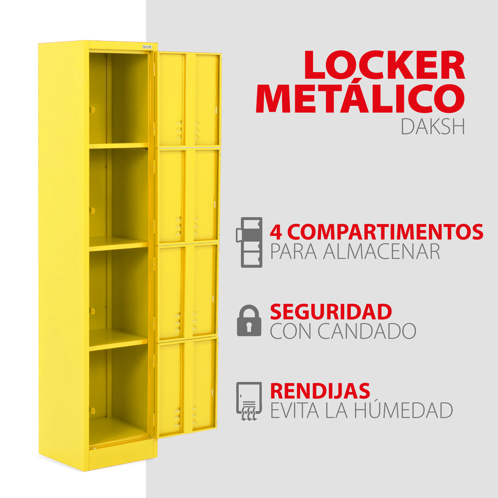 Locker 4 Puertas Guardex Casillero Metalico Escuela Oficina